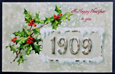 New Year - Large Date 1909 Embossed - Winsch Back  PC2757 picture