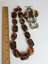 Bodacious look Super cool Silver Faux amber beads Metallic Bracelet & Necklace picture
