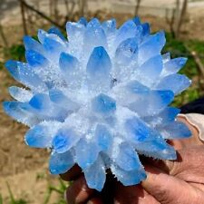 250g+ Aura Sky Blue Phantom Cluster Titanium Geode Quartz Crystal Home Ornaments picture