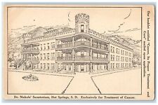 c1920's Dr. Nichol's Sanatorium For Cancer Hot Springs South Dakota SD Postcard picture