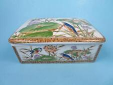 Vintage Japanese Satsuki Floral With Birds Porcelain Covered Box  (900-528) picture