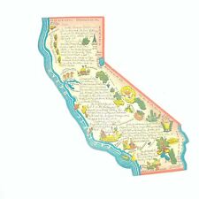 Vintage California Shaped Die Cut Post Card 10