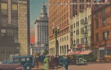 Downtown City Hall Oakland California Classic Car Posted Vintage Linen Postcard picture