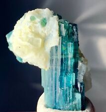 60CT Indicolite Tourmaline Crystal Combine With Albite Specimen From Afghanistan picture