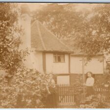 c1910s Fantasy House Garden RPPC Women Outdoors Lovely Real Photo Postcard A96 picture
