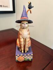 JIM SHORE HALLOWEEN KITTY W/ WITCHES HAT. picture