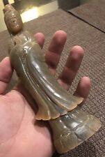 Buddhist Asian Goddess Girl Woman Hand Carved  buffalo Horn picture