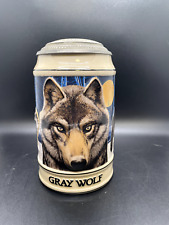 Vintage Budweiser Endangered Species Wolf Beer Stein w COA 1993 picture
