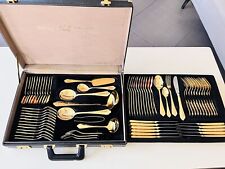 SBS Solingen Cutlery Set  12 pers. 70 pieces Cutlery Case  24 karat Gold Plated  picture