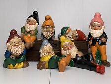 Vintage 1970s Hand Painted Garden Gnomes Elves Dwarves Shelf Sitter Friends picture