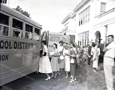 New Teachers Loading on School Buses 1950s Original 4x5 Photo Negative picture