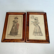 Pair of Antique Victorian Engravings Vintage Wooden Frames Custome Parisien picture