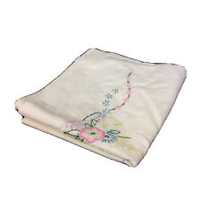 Hand Embroidered Floral Pink Blue Pillowcase 32