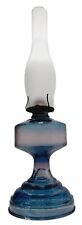 VINTAGE  P&A Danbury Aqua Blue Kerosene Oil Lamp Frosted Hurricane Shade Globe  picture