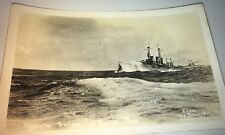 Antique American Military Navy Battleship Rough Seas Real Photo Postcard RPPC  picture