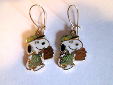 SNOOPY BASEBALL PLAYER OUTFIELDER AVIVA BRAND EARRINGS NEW, MINT picture