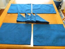 L-24 4 DARK TEAL REVERSIBLE COTTON PLACEMATS WITH 4 MATCHING NAPKINS picture