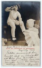 Woman Drinking Beer Stein Broadway Theatre Story City IA RPPC Photo Postcard picture