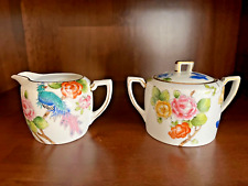 STUNNING HTF Antique Nippon COVERED Sugar Bowl & Creamer Set picture
