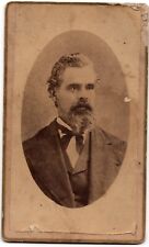 ANTIQUE CDV CIRCA 1880s HANDSOME BEARDED MAN IN SUIT ALBUM PRINT UNMARKED picture