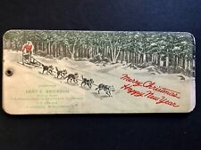1928 NEW YEAR 5 DOG SLED TEAM CELLULOID COVER  2 BLOTTER BOOKLET LA CROSSE WI picture