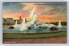 Chicago IL, Grant Park, Marble Buckingham Fountain, Illinois Vintage Postcard picture