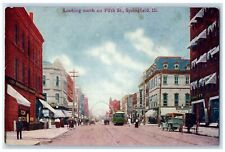 c1910's Looking North On Fifth Street Trolley Springfield Illinois IL Postcard picture