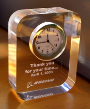 VTG Lucite Boeing Desk Clock Service Award Airline Collectible picture