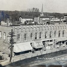 Early 1900s real photo postcard of exchange Street in Brodhead Wisconsin picture