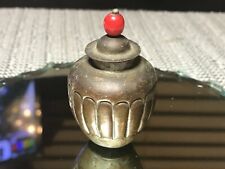 Copper /Brass Antique Miniture Urn Jar Red Glass Knob Old China Mark 2.5