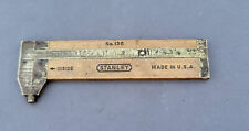 Vintage Stanley No. 136  Brass and Wood. 3” Slide Rule Seldom Seen on eBay picture