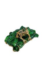 Green Frog on Lotus Leaf Jewelry Trinket Box Decorative Collectible Animal  picture