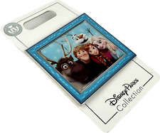 Disney Parks Silver Blue Frozen Anna Elsa Olaf Sven Kristoff Family Portrait Pin picture