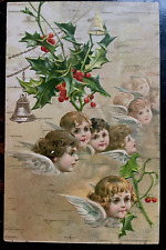 Vintage Victorian Postcard 1910 With Best Christmas Wishes - Adorable Angels picture