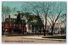 Clinton Iowa IA Postcard Seventh Avenue Residences Section 1912 Antique Trees picture