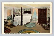 Duxbury MA-Massachusetts, Bedroom, John Alden House, Vintage c1924 Postcard picture