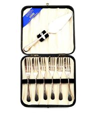 Vintage VINERS SHEFFIELD ENGLAND 7 Piece Pastry/Cake Set with Forks and Server picture