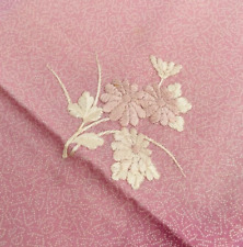 Pink Lemonade Edo Komon #C2 7x58 Embroidered Vintage Silk Kimono Fabric RQ13 picture