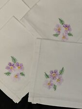 7 Vintage Embroidery Linen Cloth Napkins - Cocktail, Tea Party, Wedding picture
