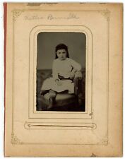 c1860'S 1/6 Plate ID'd Paper Framed Hand Tinted TINTYPE Adorable Little Girl picture