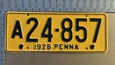 1926 Pennsylvania license plate A24-857 YOM DMV LOVELY dark blue 15304 picture