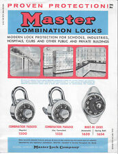 Advertising Flyer for Master Combination Locks 1500 & 1600 Series c1940s picture
