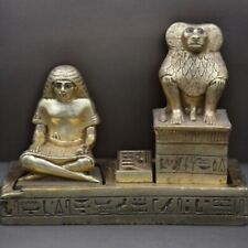 RARE ANCIENT EGYPTIAN ANTIQUES Statue Seated Scribe & Baboon Hapi Pharaonic BC picture