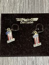 RARE NOS HARLEY DAVIDSON #1 Earrings Gold toned Stamped Jewelry 1 One Stars USA picture