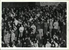1990 Press Photo Jamesville Dewitt HS basketball fans watch game from bleachers picture
