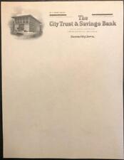 Frank Lloyd Wright Designed 1920's Letterhead of City Trust Bank Mason City, Ia picture