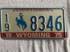 GOOD SOLID VINTAGE 1975 WYOMING LICENSE PLATE See My Other Plates picture