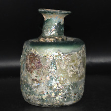 Authentic Very Large Ancient Roman Glass Bottle with Iridescent Patina picture