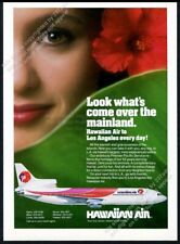 1985 Hawaiian Air Airlines L-1011 plane stewardess photo vintage print ad picture