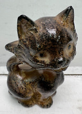 vintage cute brown black spotted kitten figurine picture